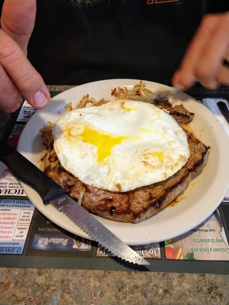 Steak and Sunny Side Up Eggs and Toast